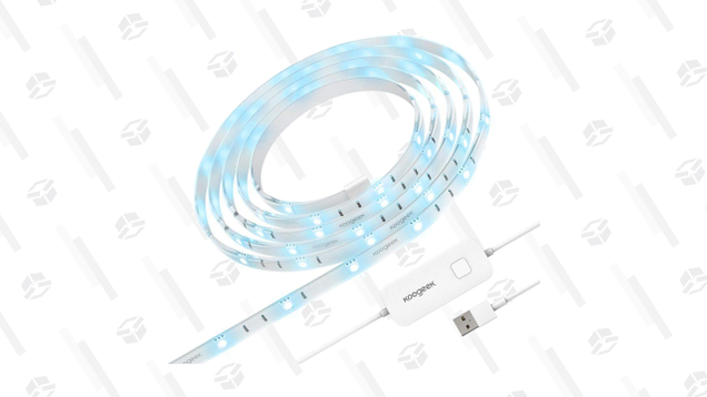 Koogeek’s dimmable light strip can display any color, and works with all the major voice assistants, at a much lower cost than the equivalent Philips Hue kit. It doesn’t have anything like the Hue Sync app though.